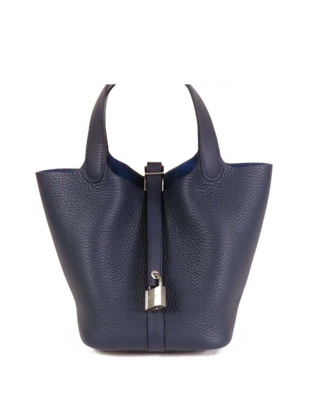 Hermes Picotin Lock PM Blue Navy Silver Taurillon Handbag